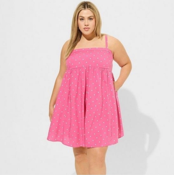 torrid Dresses & Skirts - NWT Torrid Mini Pink Polka Dot Sleeveless Sundress size 4, 26